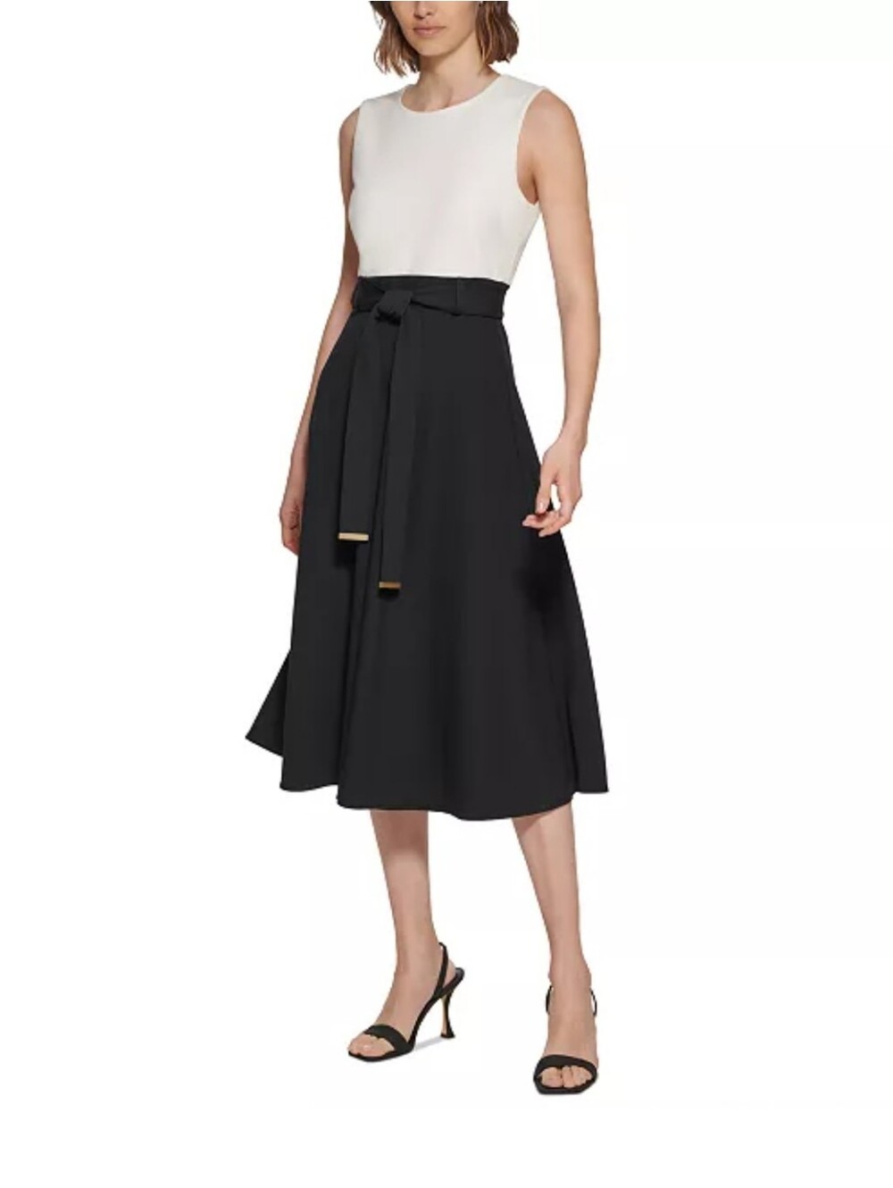 Calvin Klein Womans Belted A-Line Dress